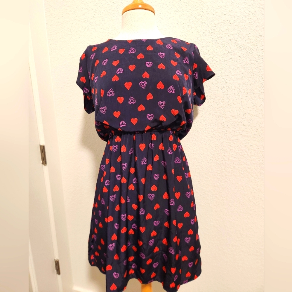 Peach Love California Black Dress with Heart Accents